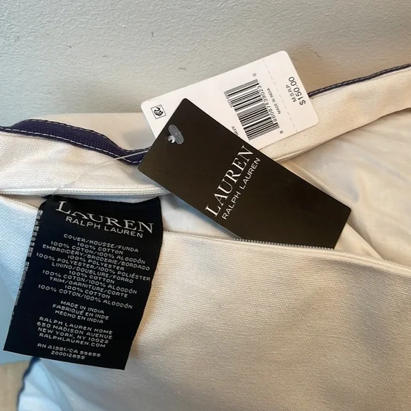 Lauren RL Evan Anchor White/Navy Decorative Pillow w/Pillow Insert 15x20